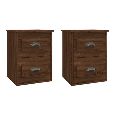 (brown oak, pcs) vidaXL Wall-mounted Bedside Cabinets Floating Storage Cabinets Hanging Cabinet