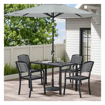 4-Seater Garden Dining Table and Chairs Set Grey