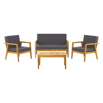 Sofa Set with Table PALLANO Acacia Wood Dark Grey