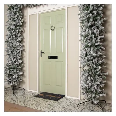 8ft Double Door Snow Flocked Christmas Tree Arch in Green with Tips