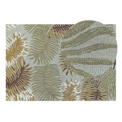 Wool Area Rug x cm Plant Motif VIZE