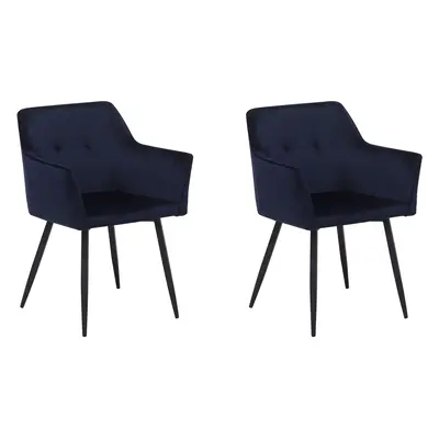 Set of Dining Chairs JASMIN Velvet Dark Blue