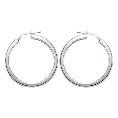 Jewelco London Ladies Sterling Silver Round Tube Polished Hoop Earrings 38mm - ER5