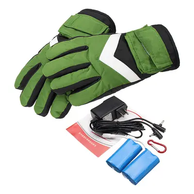 (Green) 2800mah Waterproof Battery Thermal Heated Gloves For Motorcycle Racing Winter Warmer