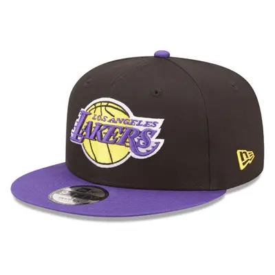 (S/M, Black) New Era Los Angeles Lakers Team Patch Snapback Adjustable 9FIFTY Cap Hat - Black