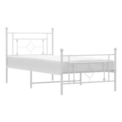 (white, x cm/with headboard & footboard) vidaXL Metal Bed Frame Home Bedroom Bed Base Mattress F