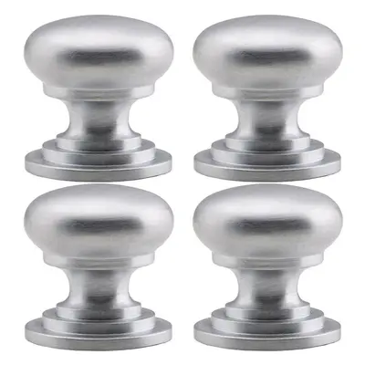 4x Victorian Round Cupboard Door Knob 38mm Dia Satin Chrome Cabinet Handle