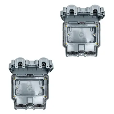 2 PACK IP66 Outdoor Gang Switch & Socket Enclosure - Waterproof Garden Box