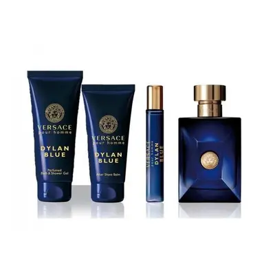 Versace Dylan Blue Pcs Set For Men: 3.4 Edt Sp + 3.4 Shower Gel + 3.4 After Shave Balm + 0.3 Oz 