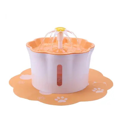 (Orange) Automatic Electric Water Dispenser Feeder Bowl for Cats Dogs Multiple Pets 2.6L