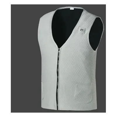 (Gray, XL) Men Winter Intelligent Waistcoat Electric Heating USB Sleeveless Vest Temperature Con