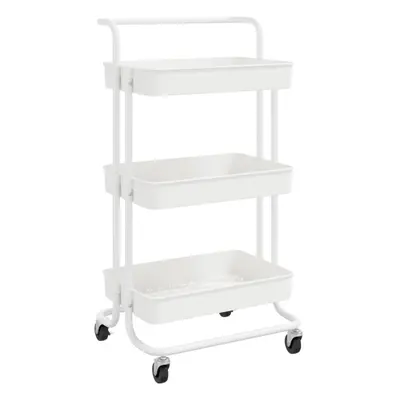 vidaXL 3-Tier Kitchen Trolley White Iron and ABS Bathroom Serving Cart Trolley