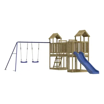 (Solid impregnated pinewood) vidaXL Outdoor Playset Wooden Playground Set Swing Set Impregnated 