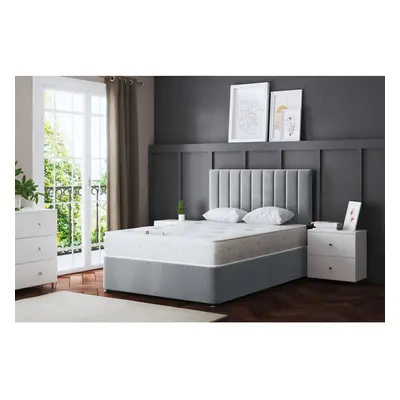 (Super King , Silver) Amelia Divan Upholstered Bed with Two Drawers