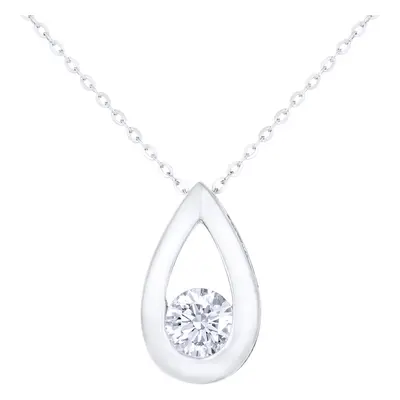 Jewelco London 9ct White Gold Round 1/3ct Diamond Solitaire Pendant Necklace inch 46cm - PP0AXL1