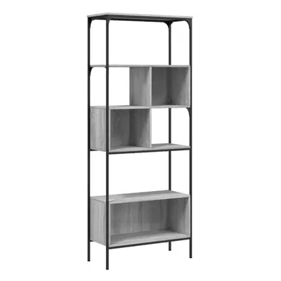 (grey sonoma) vidaXL Bookcase 5-Tier Bookshelf Storage Rack Side Cabinet Engineered Wood