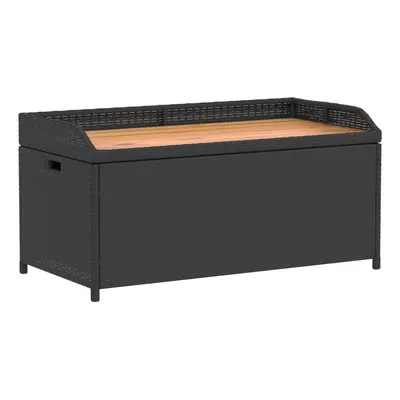 (black) vidaXL Garden Storage Bench Outdoor Bench Cushion Box Storage Box Poly Rattan