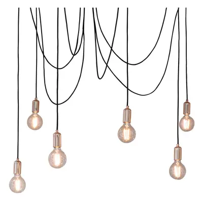 Multi Light Ceiling Pendant Bulb Gloss Copper Industrial Adjustable Hang Hook