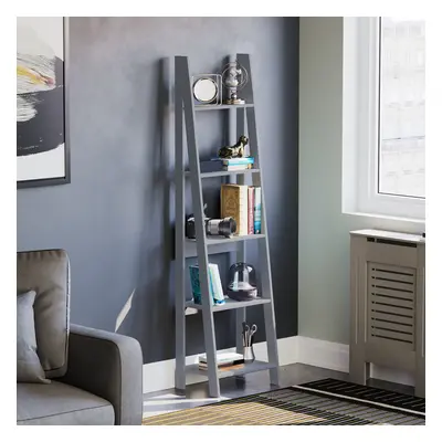 (Grey) Bristol Tier Ladder Bookcase Shelf Unit Wood