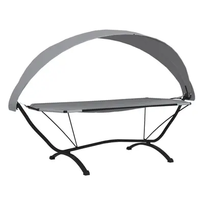 (grey) vidaXL Outdoor Lounge Bed with Canopy Steel and Oxford Fabric Garden Sunbed