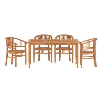 vidaXL Garden Dining Set Outdoor Dining Table and Chair Piece Solid Wood Teak