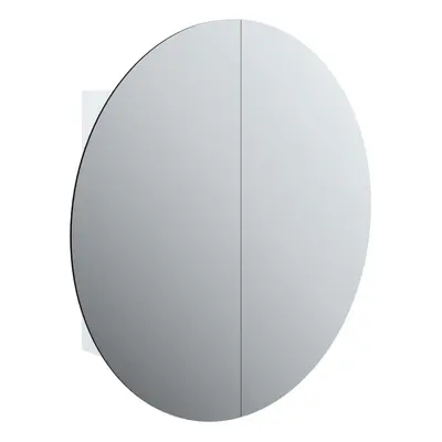 (White, cm) vidaXL Bathroom Cabinet with Round Mirror and LED Cabinet Storage Cupboard