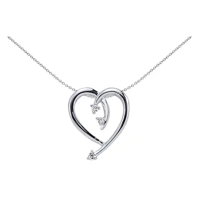 Jewelco London Ladies Sterling Silver Cubic Zirconia Love Heart Pendant Necklace inch - GVP138