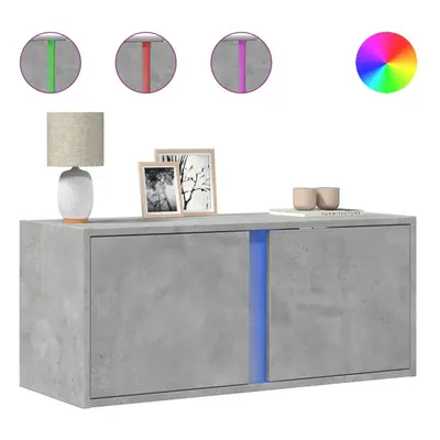 vidaXL TV Wall Cabinet with LED Lights Floating Cabinet TV Unit Concrete Grey