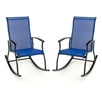 2 Pieces Outdoor Rocking Chairs Patio Cozy Rockers