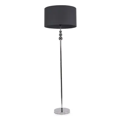 ValueLights Marissa Charcoal Shade with Chrome Stacked Ball Floor Lamp