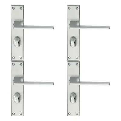 4x Flat Straight Lever on Bathroom Backplate Handle x 40mm Satin Chrome