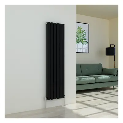 (1600 x 410mm Double, Black) Flat Panel Designer Radiator