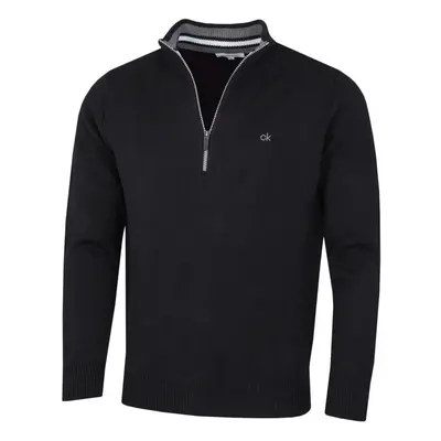 (S, Black Sport) Calvin Klein Mens Knit Cotton 1/2 Zip Golf CK Top Sweater