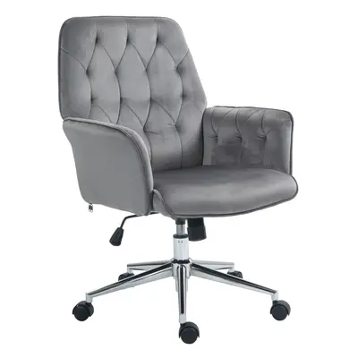 Vinsetto Swivel Computer Chair w/ Arm Modern Style Tufted Home Office Dark Grey