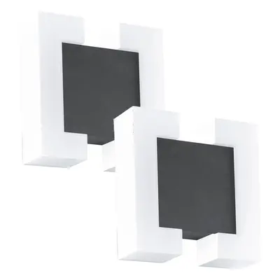 2 PACK IP44 Outdoor Wall Light Anthracite & Modern White Square 4.8W LED