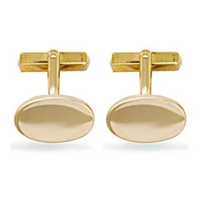 Jewelco London Men's Solid 9ct Yellow Gold Heavyweight Oval Swivel Back Cufflinks - JCL001