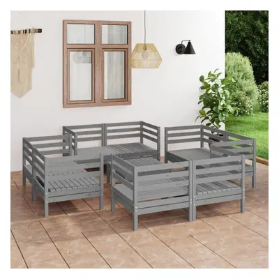 vidaXL Solid Pinewood Garden Lounge Set Piece Grey Outdoor Seating Sofa