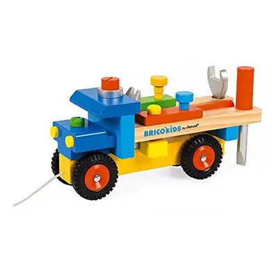 Janod - Brico'Kids Diy Truck - 2-In-1 Early Learning Pull-Along Toy - Tools Included - Motor Ski