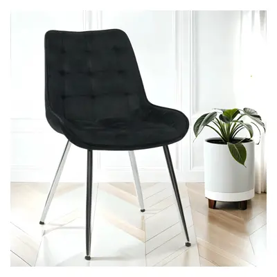 Velvita Black Luxury Velvet With Black Legs Dining Chair