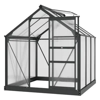 Outsunny 6x6ft Walk-In Polycarbonate Greenhouse Plant Grow Galvanized Aluminium