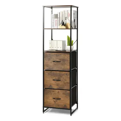 155cm Tall Narrow Storage Rack Industrial Bookshelf 3-Drawer Dresser