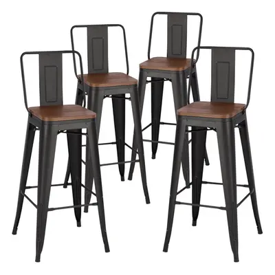 (4pcs chairs) Industrial Style Bar Table & High Chairs Metal Dining Set