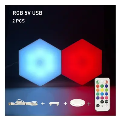 (2pcs) RGB LED Lamp Hexagon Light Touch Sensor RGBW LED Honeycomb Light Colorful Night Light USB