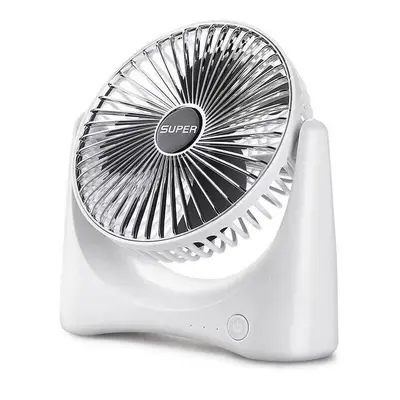 (Silver) 4.5W Portable USB Electric Fan Gear Speed Three Blade Design Adjustment Desktop Silent 