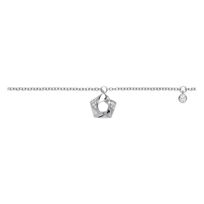 Jewelco London Ladies Sterling Silver Cubic Zirconia Swirling Pentagon Flower Charm Bracelet 6.5