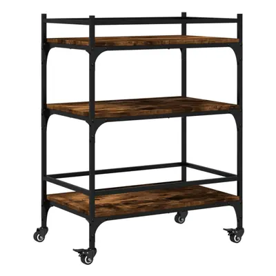 vidaXL Kitchen Trolley Rolling Cart Storage Cart Smoked Oak Engineered Wood