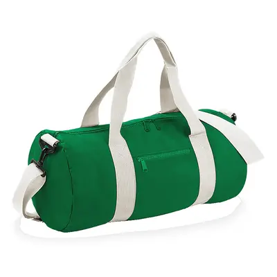 (One Size, Kelly Green/Off White) Bagbase Plain Varsity Barrel / Duffle Bag (20 Litres) (Pack of