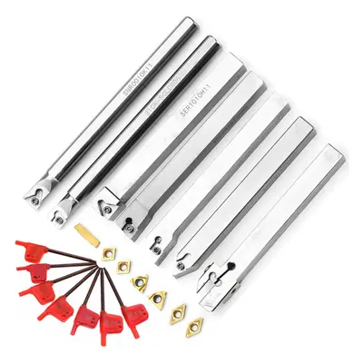 Upgrade 21pcs 10mm Turning Tool Holder Lathe Boring Bar+Carbide Insert+Wrench Set