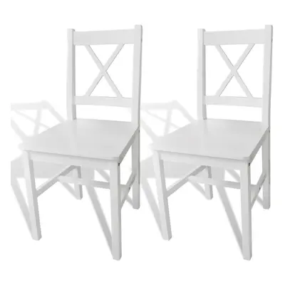 vidaXL 2x Dining Chairs Wood White Home Kitchen Living Room Furniture Seat