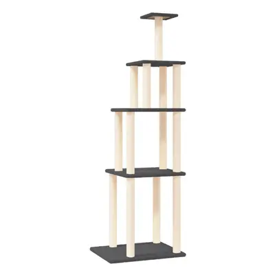 (dark grey) vidaXL Cat Tree with Sisal Scratching Posts Cat Scratch Tower Climber Dark Grey